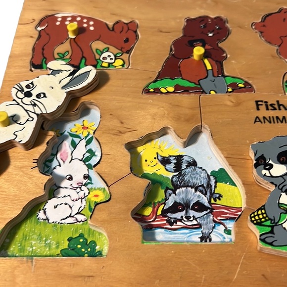 Vintage Fisher Price Wooden Puzzle Animal Friends - Picture 7 of 8
